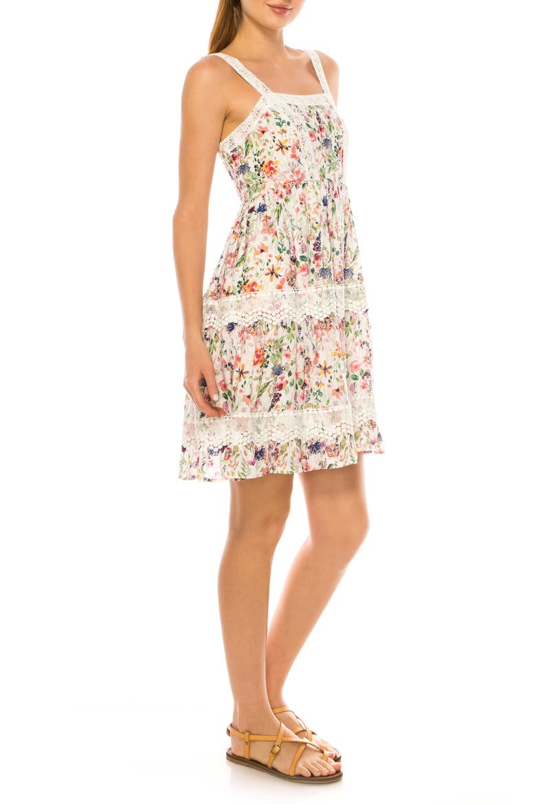 Floral Lace Detail Sundress, Alternate, color, BRIGHT WHITE