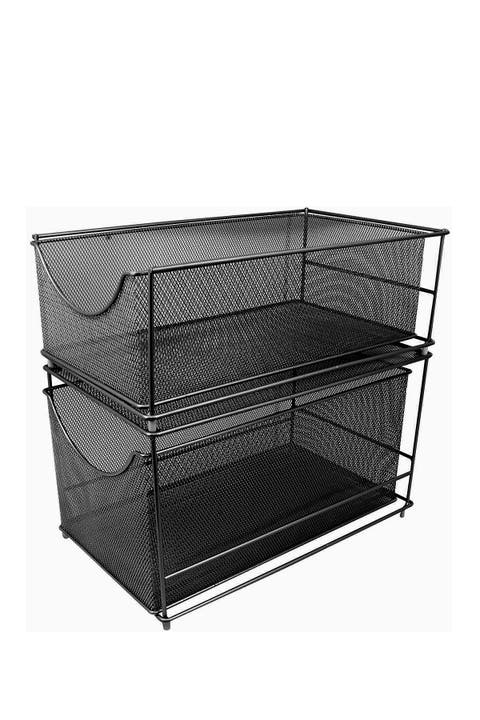 Mesh Steel 2 Drawer Cabinet Organizer - Black