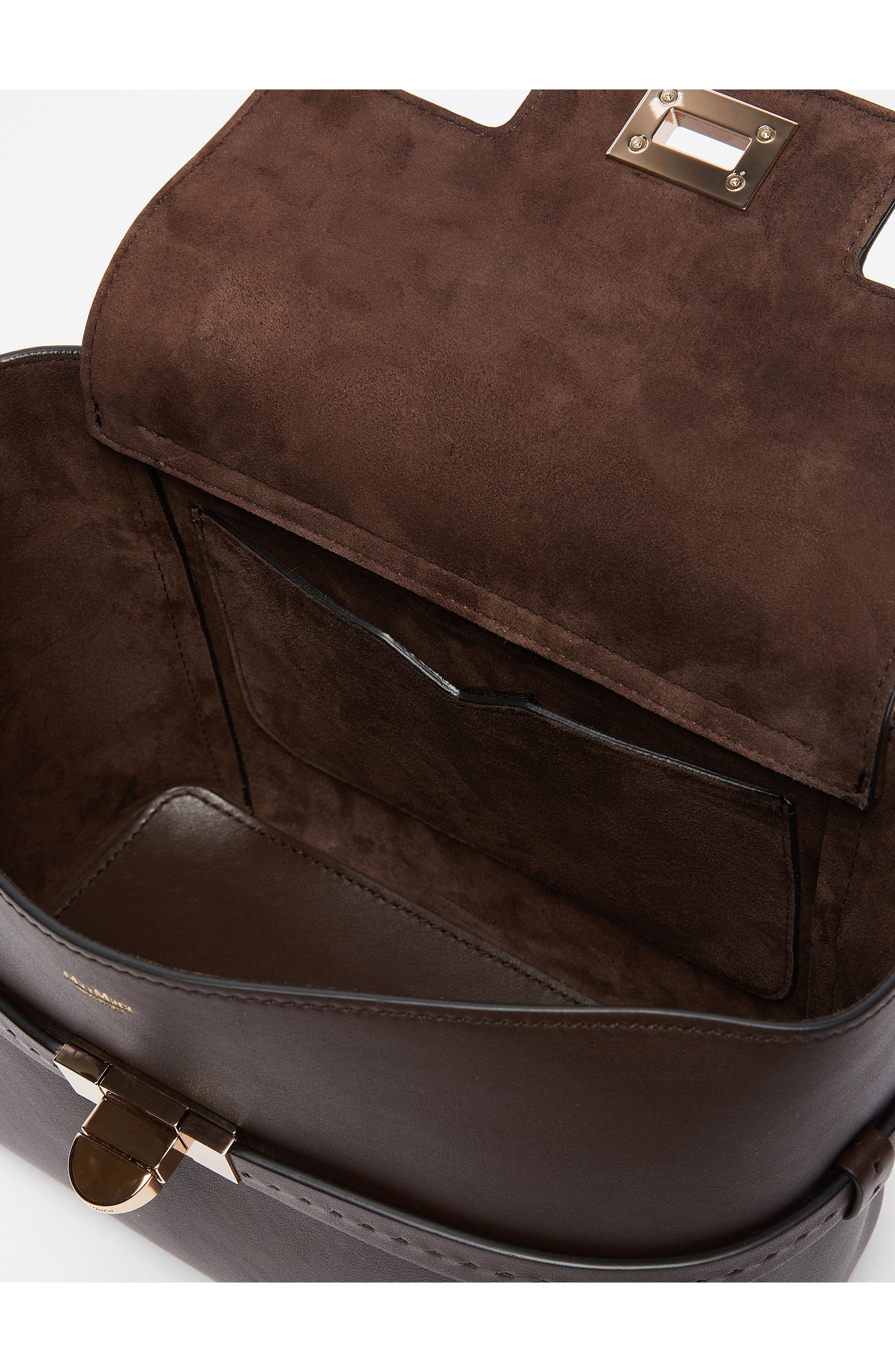 Margy Leather Top Handle Bag, Alternate, color, DARK BROWN