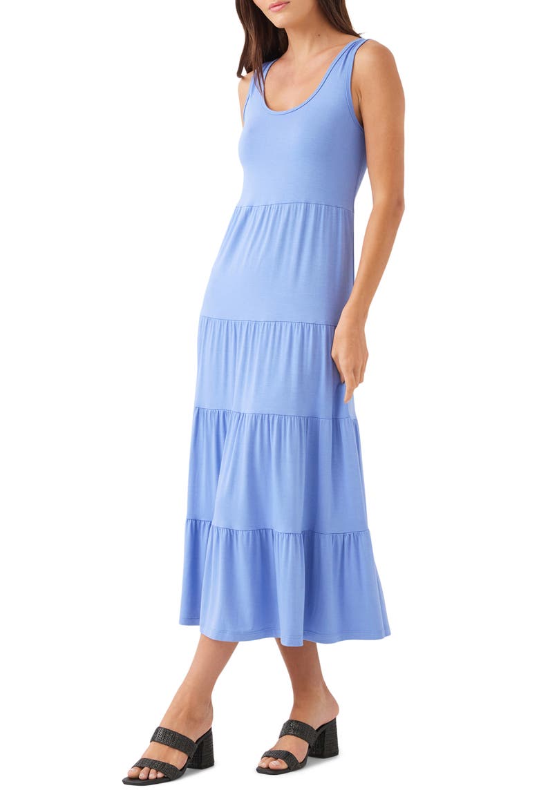 Tiered Midi Dress, Alternate, color, LIGHT BLUE