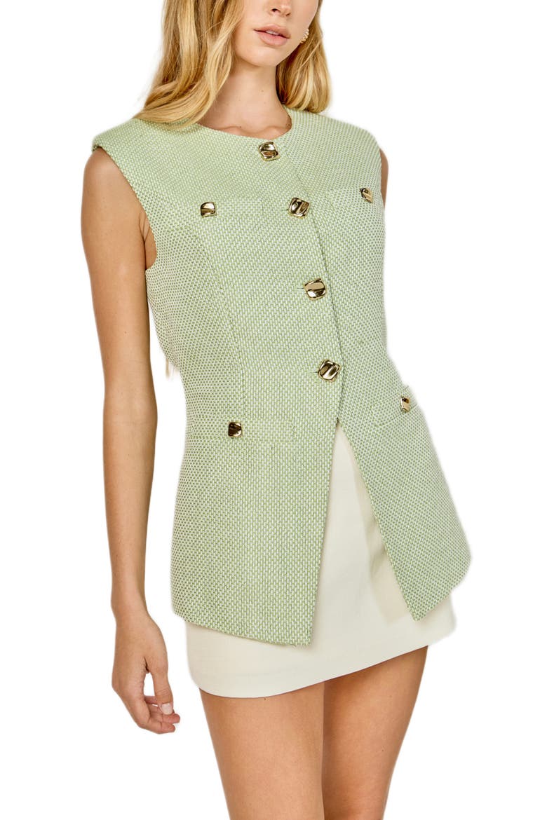 Tweed Vest, Alternate, color, PISTACHIO/ WHITE