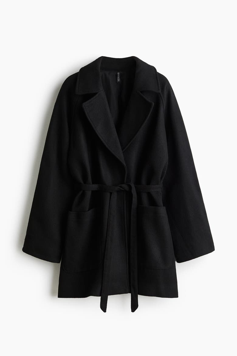 Tie-belt Coat, Alternate, color, Black