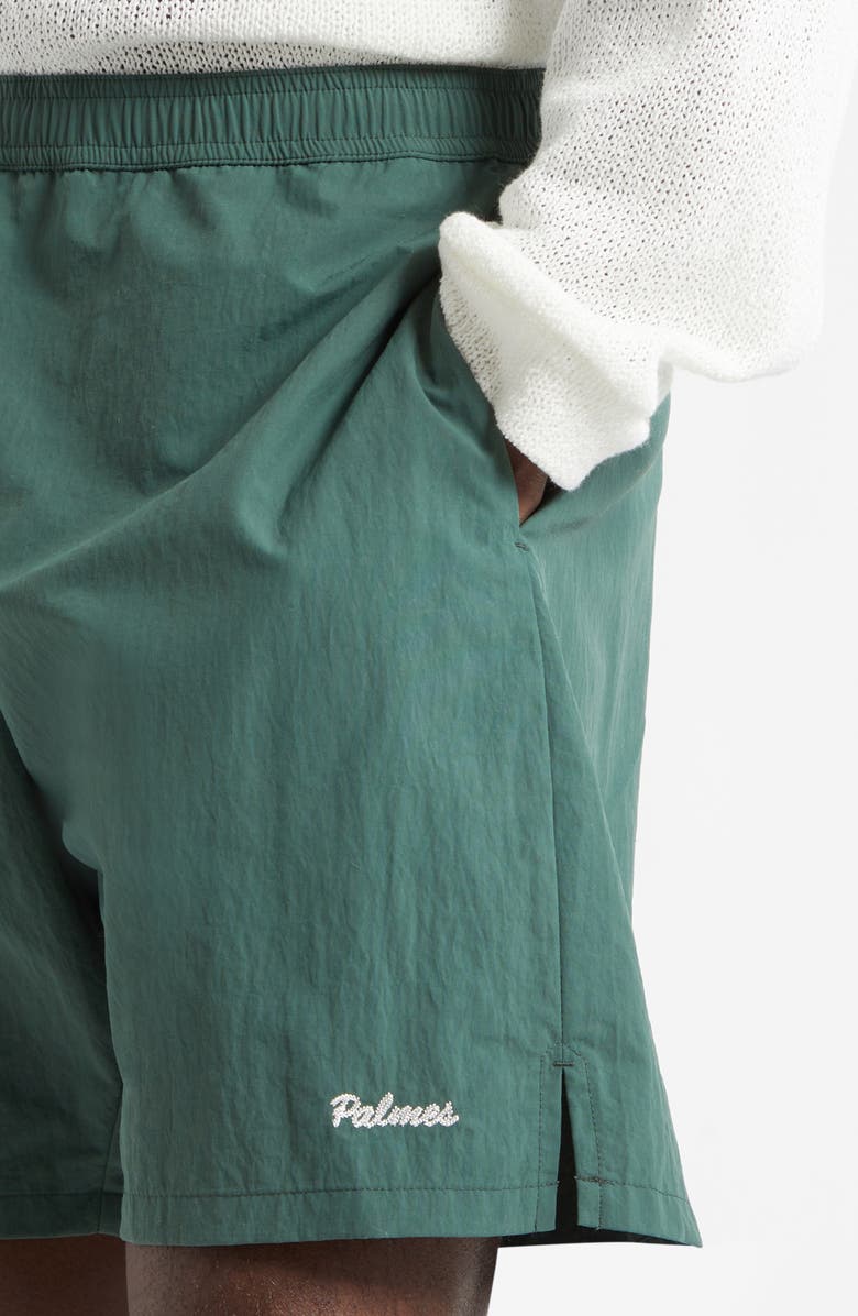 PALMES Chain Stitch Logo Tennis Shorts, Alternate, color, Dark Green