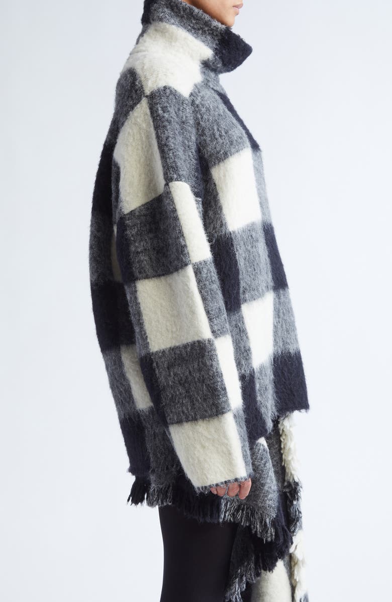 Proenza Schouler Kai Brushed Glen Plaid Baby Alpaca & Merino Wool Blend Sweater, Alternate, color, Black Multi