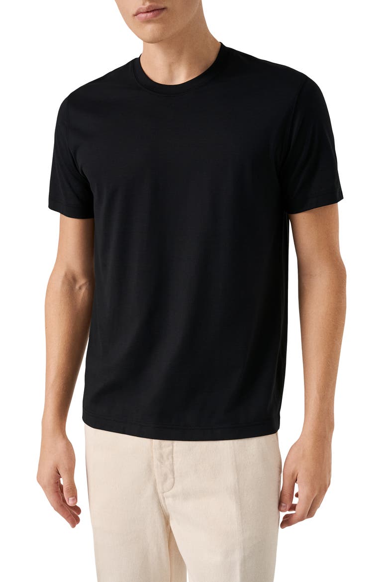Silk & Cotton T-Shirt, Main, color, BLACK