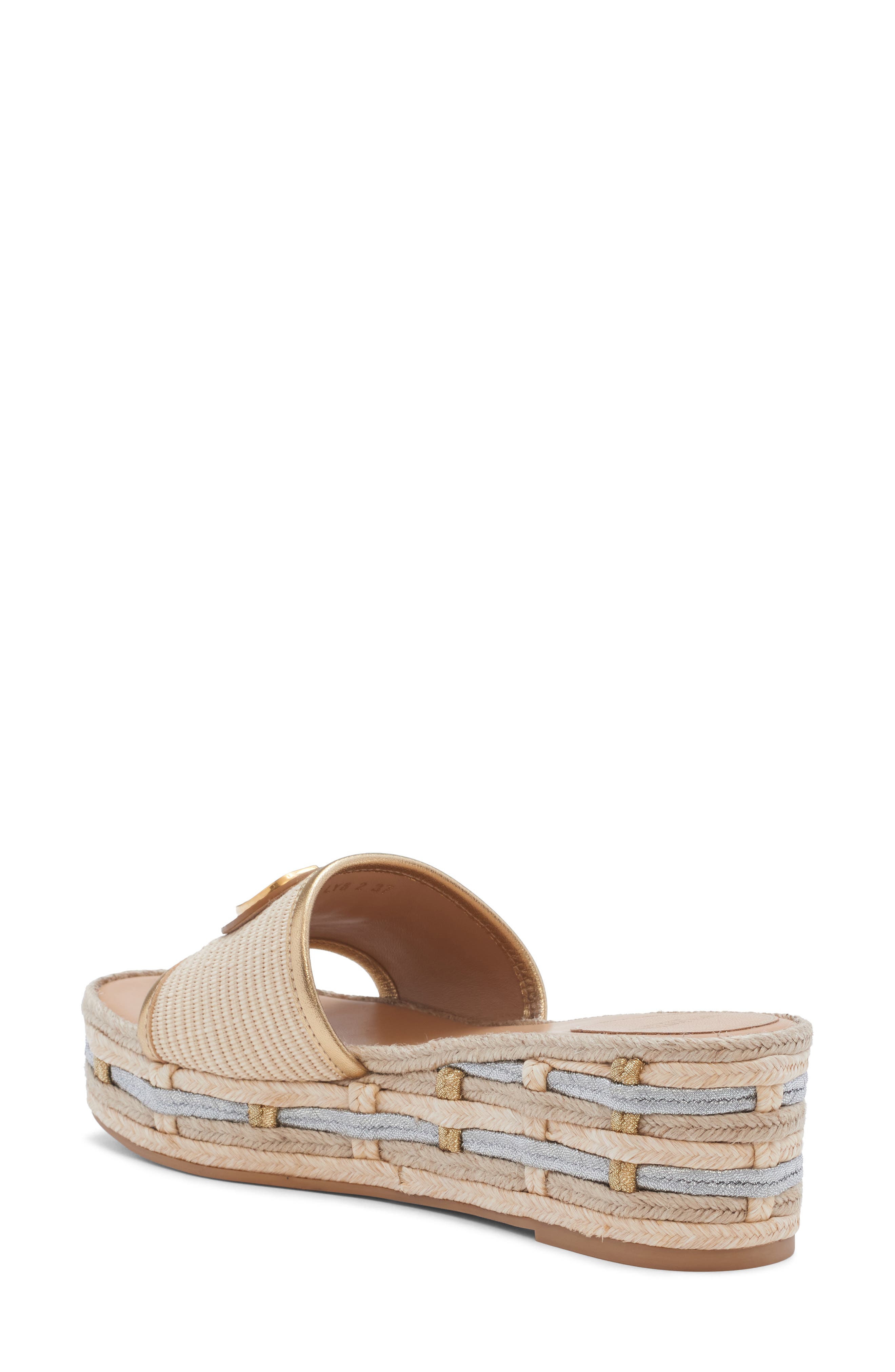 Valentino Garavani VLOGO Flatform Espadrille Slide Sandal, Alternate, color, Natural