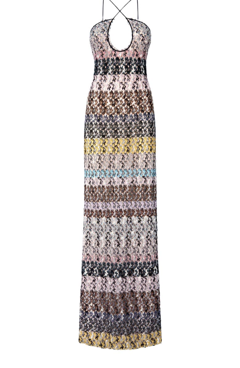 Missoni Long Dress With Embroidered Lace, Alternate, color, Multicoloured