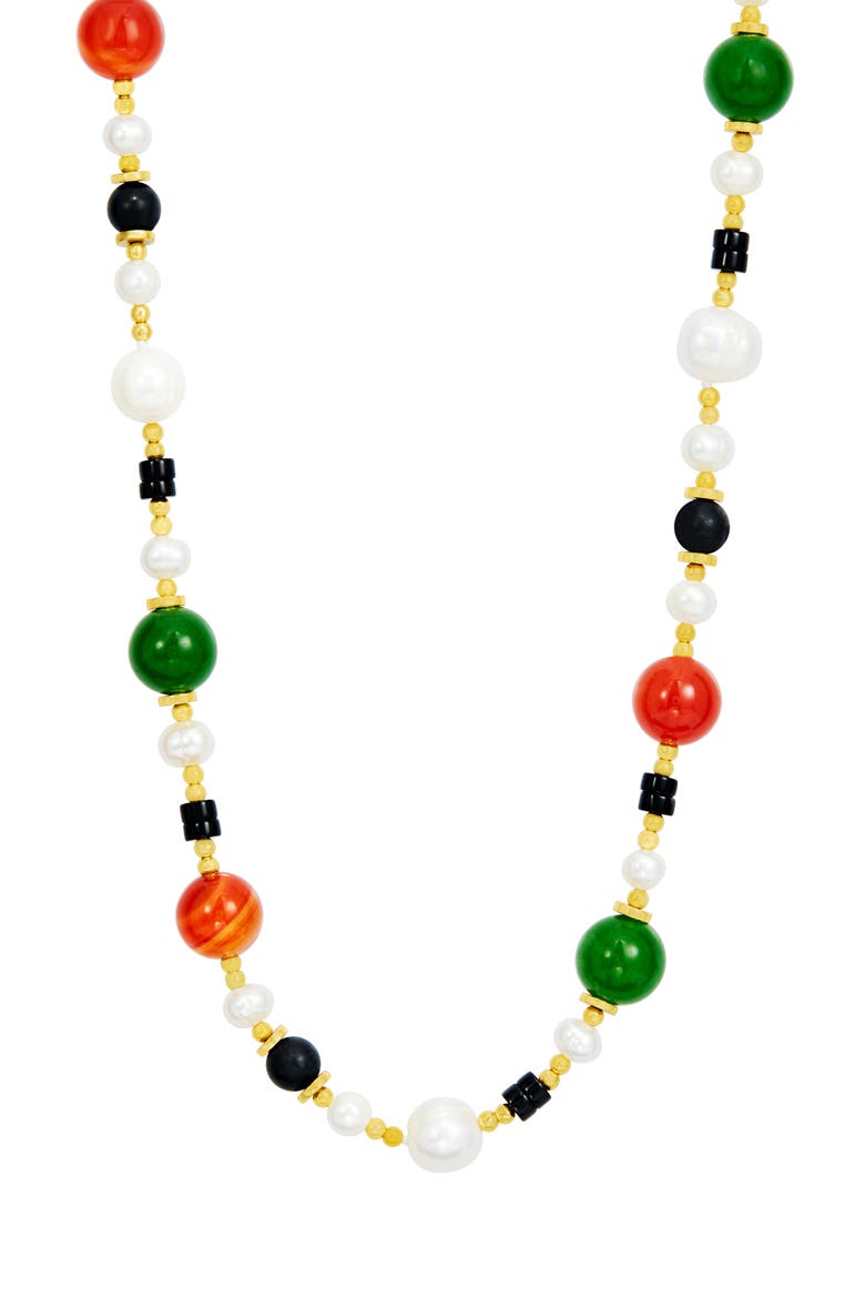 Cultured Freshwater Pearl & Agate Strand Necklace, Main, color, MULTI COLOR