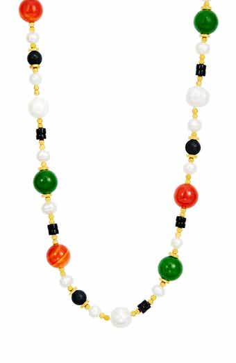 Cultured Freshwater Pearl & Agate Strand Necklace