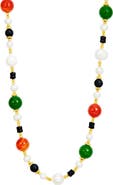 SAVVY CIE JEWELS Cultured Freshwater Pearl & Agate Strand Necklace