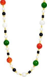 SAVVY CIE JEWELS Cultured Freshwater Pearl & Agate Strand Necklace