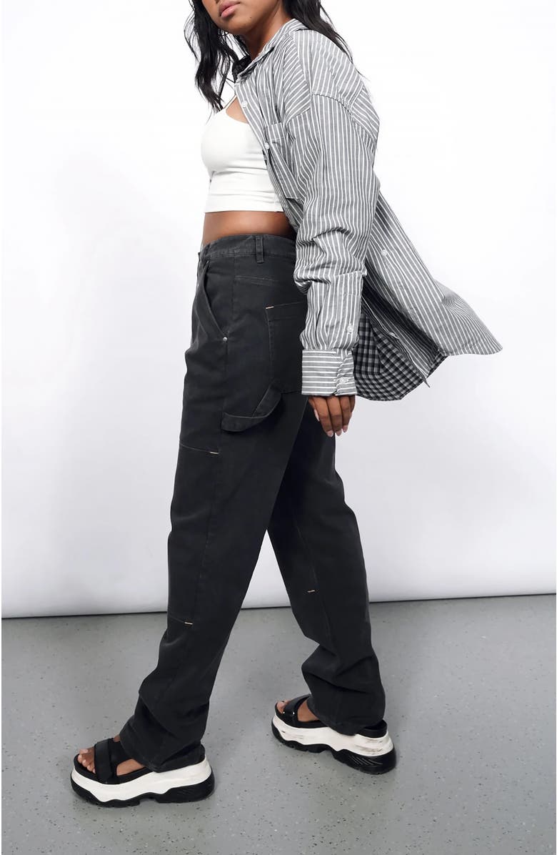 WILDFANG The Essential Long Sleeve Oversized Wrap Button Up, Alternate, color, Stripe Grey