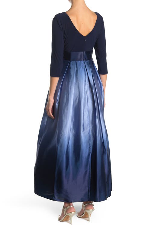 Sl Fashions 3/4 Length Sleeve Ombre Dress In Blue