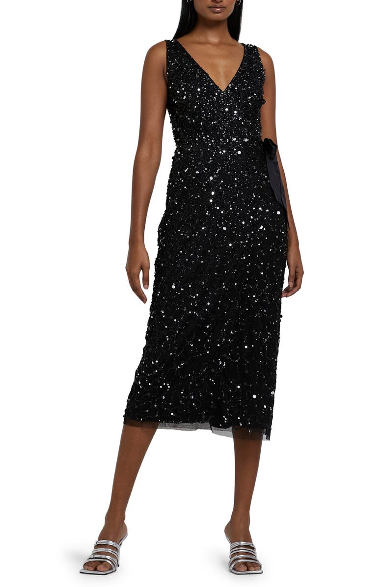 River Island Sequin Wrap Dress, Main, color, 