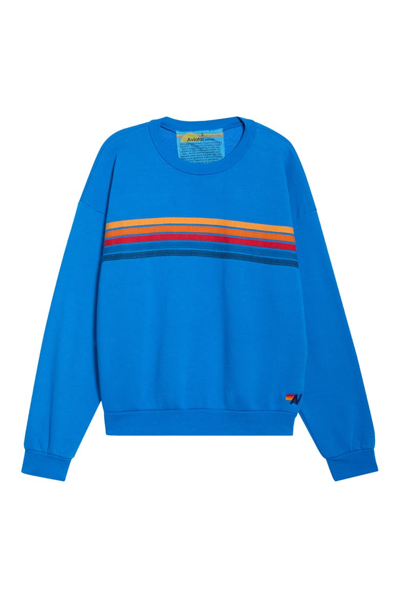 5-Stripe Crewneck Sweatshirt, Alternate, color, OCEAN