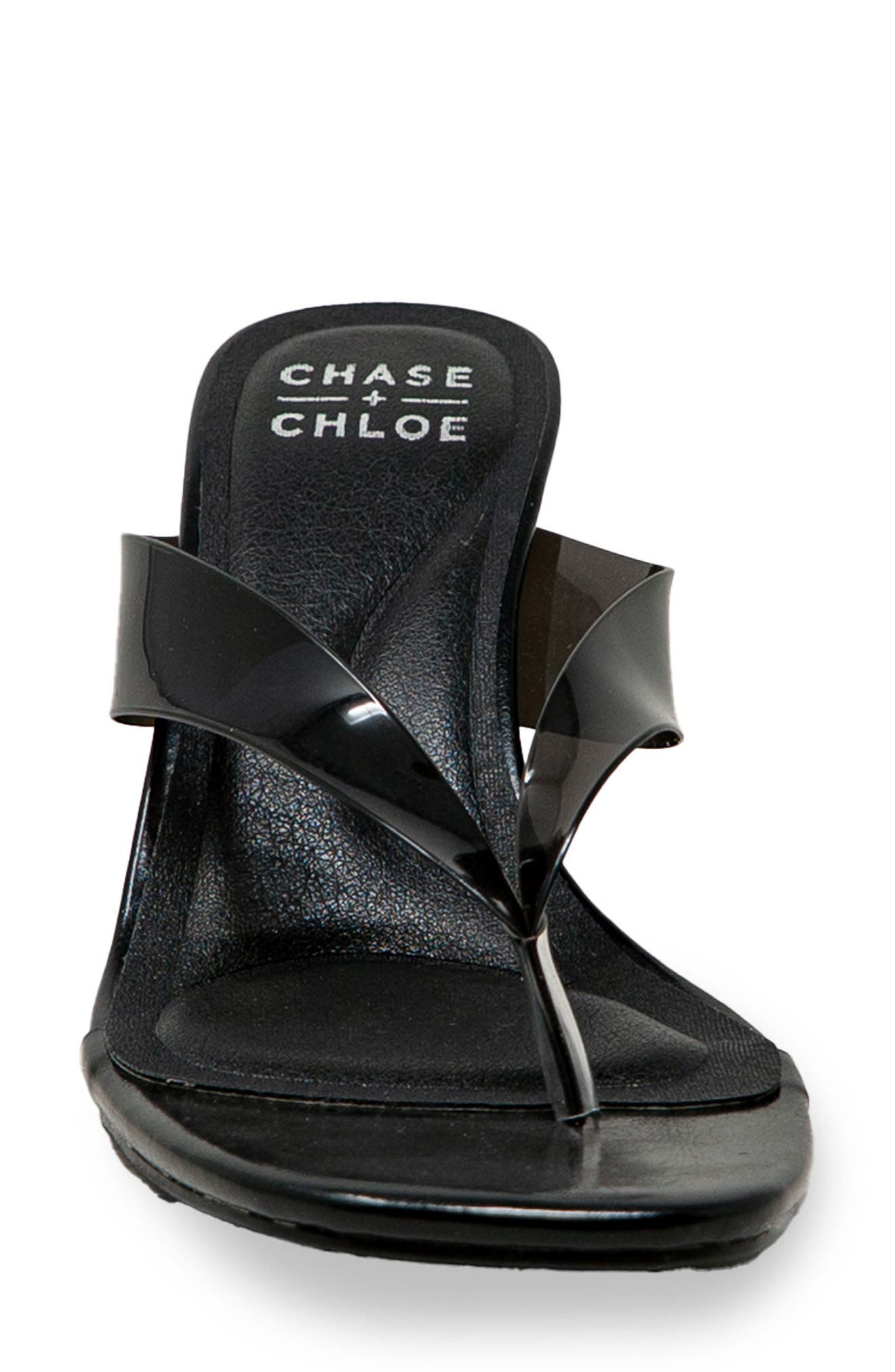 CHASE AND CHLOE Translucent Strap Block Heel Sandal, Alternate, color, Black