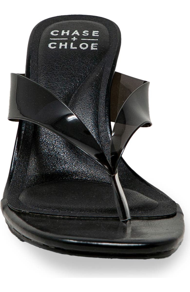 CHASE AND CHLOE Translucent Strap Block Heel Sandal, Alternate, color, Black