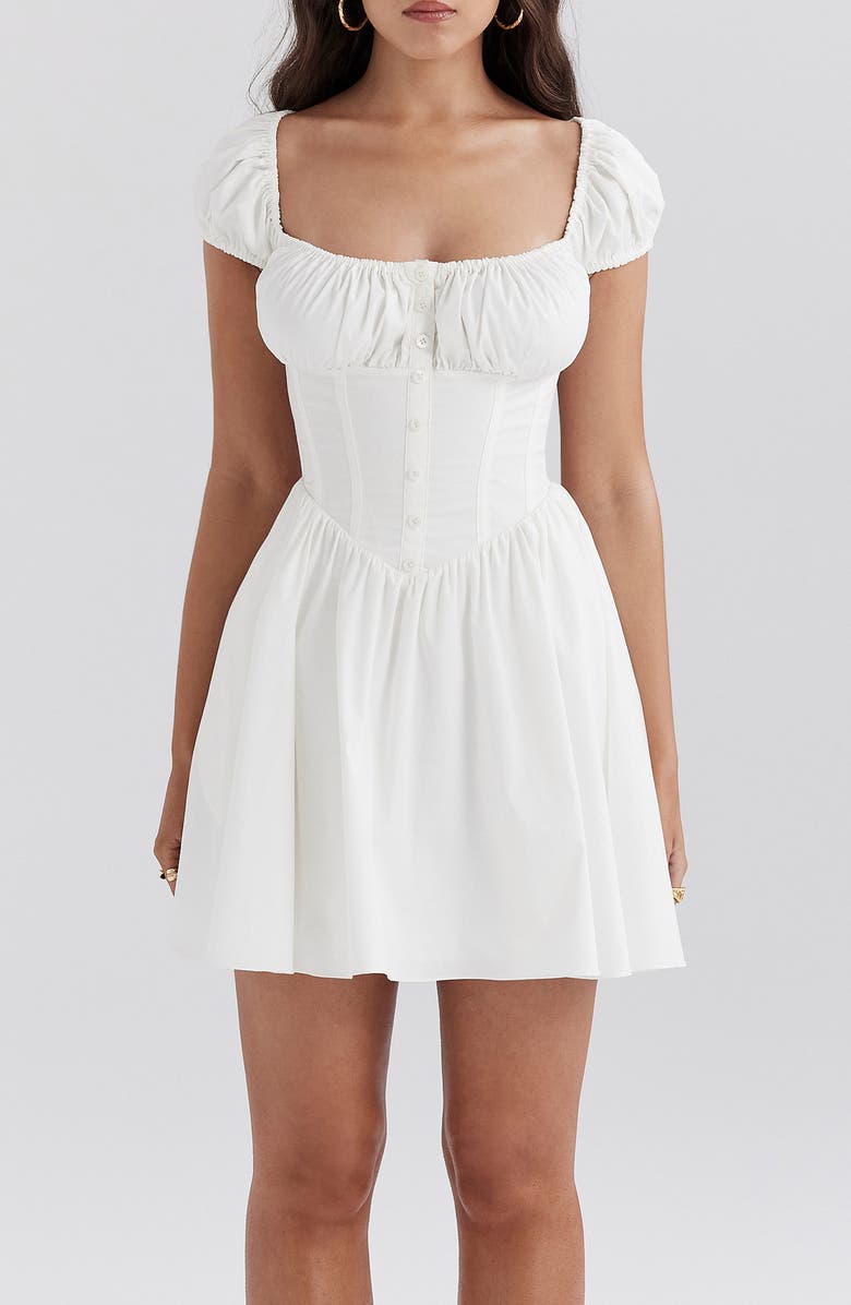 Nala Puff Sleeve Stretch Cotton Blend Minidress