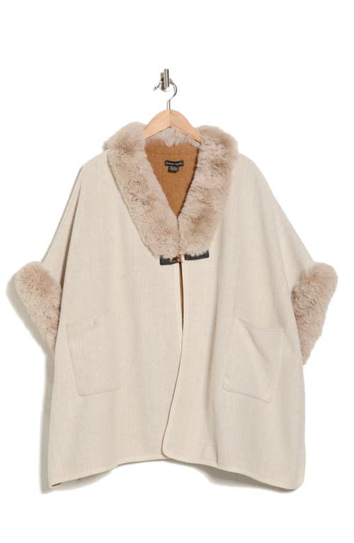 Nanette Lepore Faux Fur Trim Ruana In White
