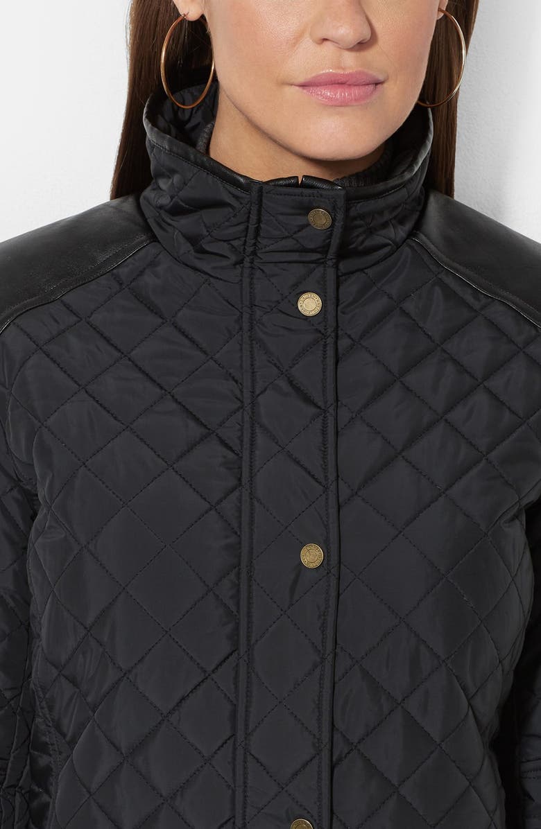 Lauren Ralph Lauren Faux Leather Trim Quilted Coat, Alternate, color, 