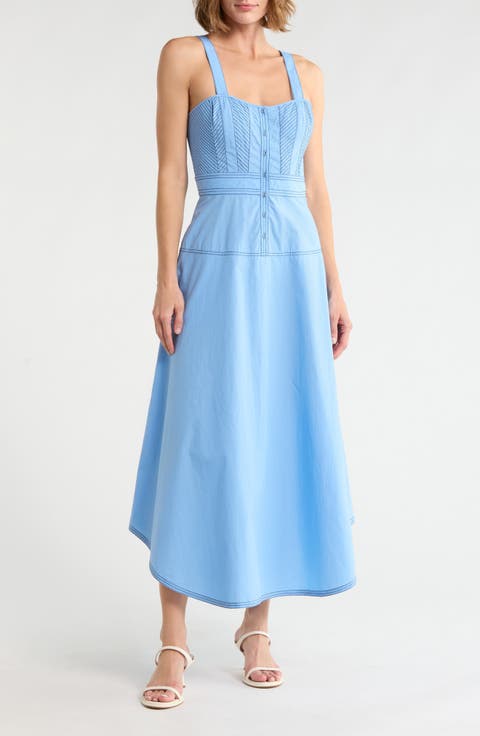 Devi Topstitch Midi Dress