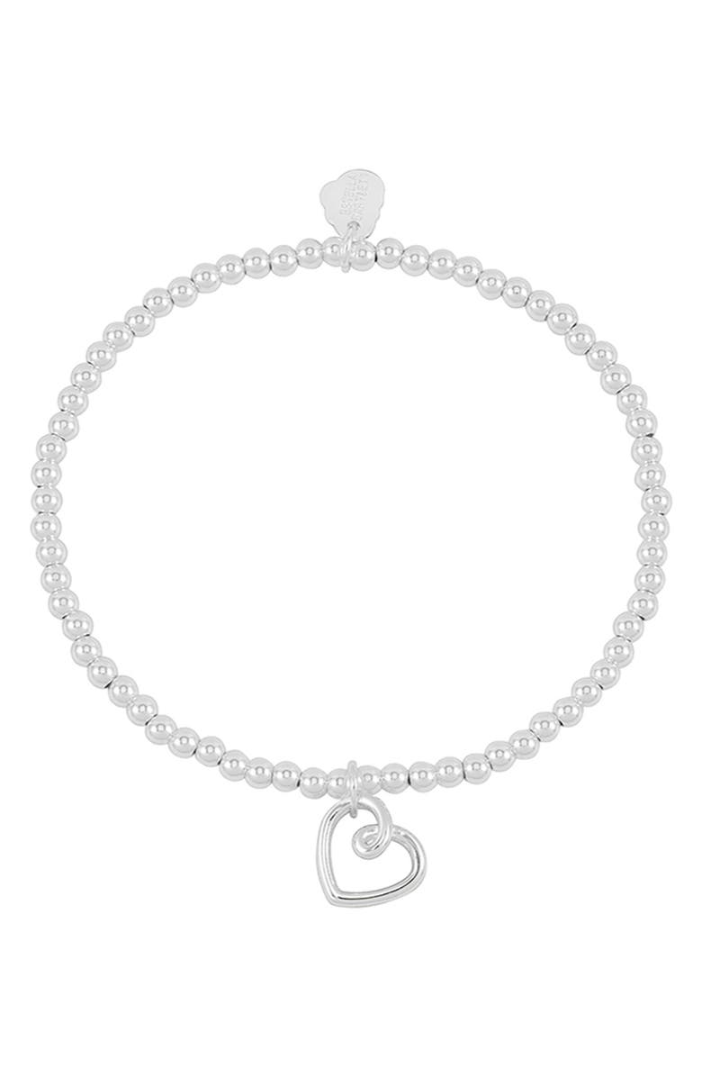 Estella Bartlett Heart Beaded Stretch Bracelet, Alternate, color, Silver