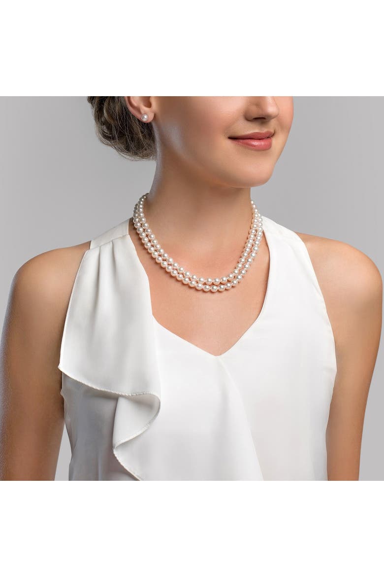 4.0-9.0mm White Freshwater Pearl Graduated Double Strand Necklace, Alternate, color, Sterling Silver Clasp