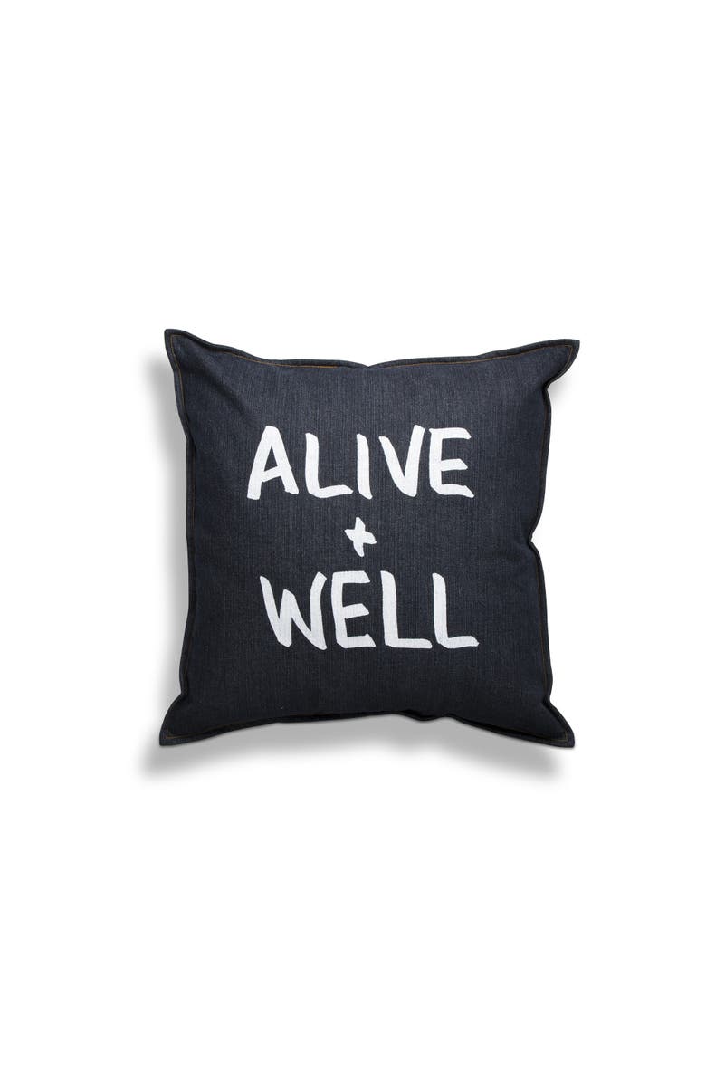 tag Alive & Well Blue Cotton Throw Pillow Everyday Comfort Cushion, Main, color, Blue