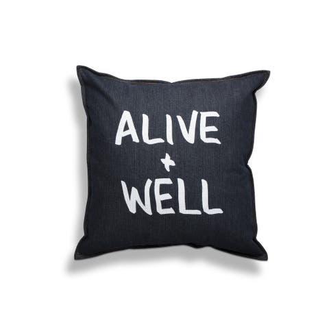 Alive & Well Blue Cotton Throw Pillow Everyday Comfort Cushion