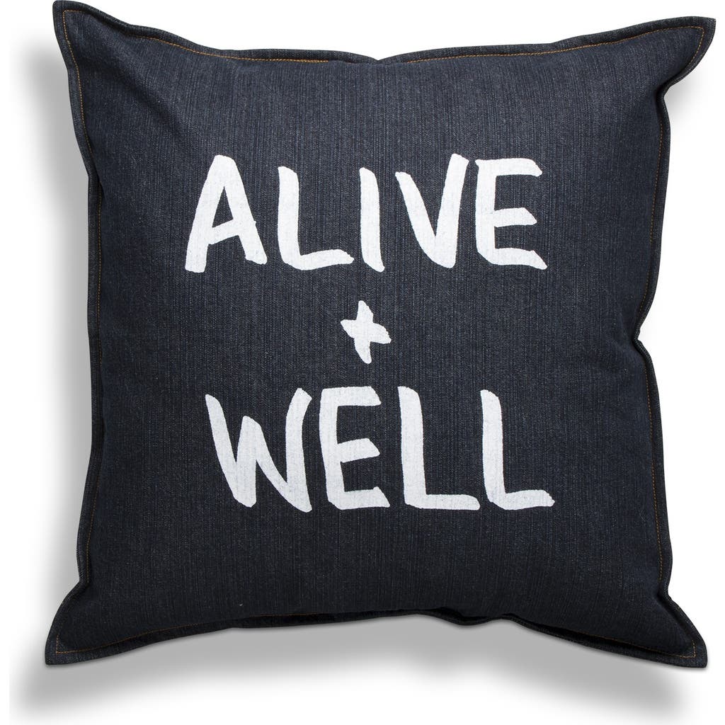 Tag Alive & Well Blue Cotton Throw Pillow Everyday Comfort Cushion