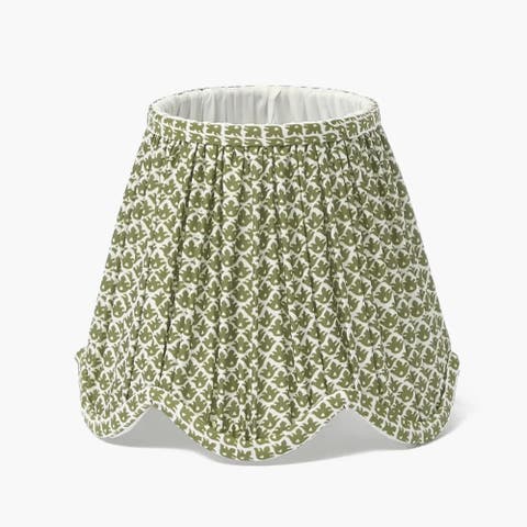 Olive Lotus Deep Scalloped Lampshade (18cm)