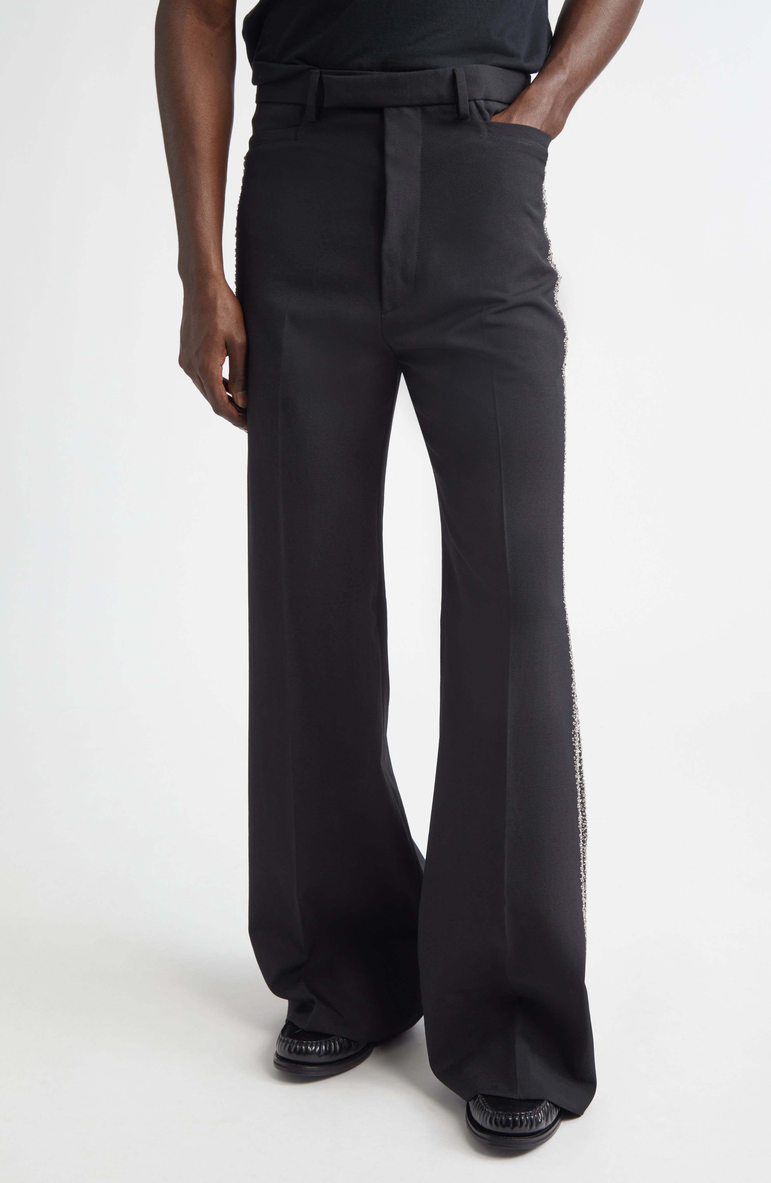 Crystal Stripe Flare Leg Pants