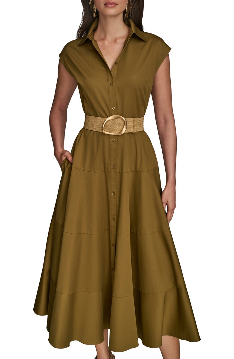 Donna Karan New York Belted Stretch Cotton Shirtdress, Alternate, color, 