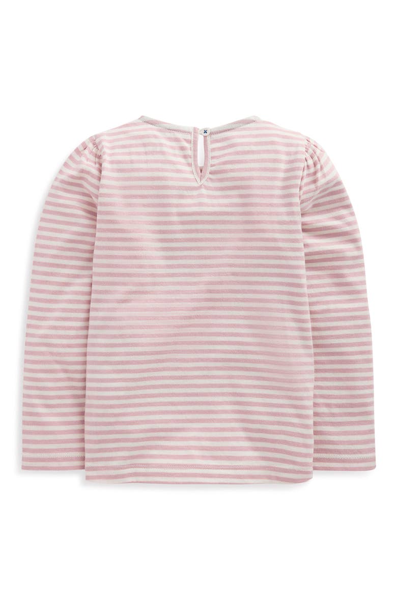Kids' Bow Trim Striped Cotton Rib Top, Alternate, color, PINK STRIPE