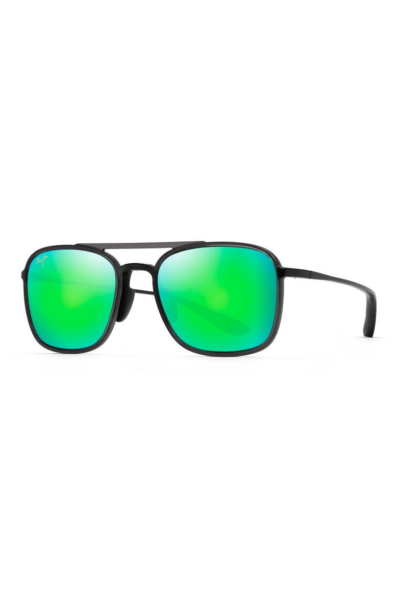 Keokea 55mm PolarizedPlus2® Aviator Sunglasses, Alternate, color, TRANSLUCENT GREY/ MAUIGREEN