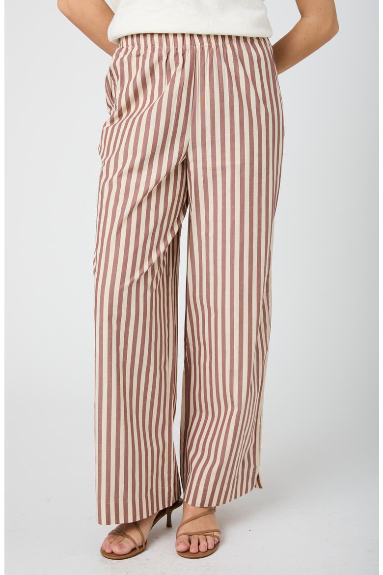 Stripe Pull-On Pants, Main, color, ECRU/ CAFE STRIPE