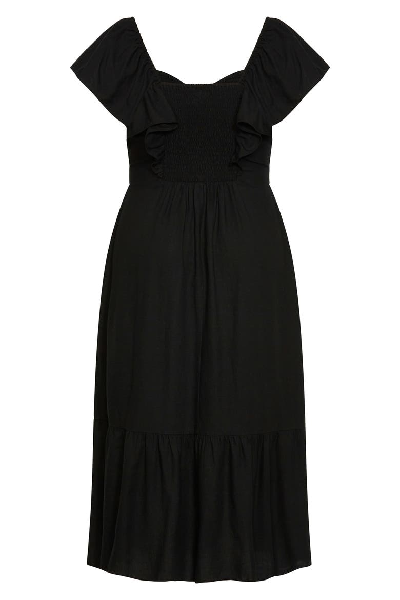 Alora Flutter Sleeve Cutout Maxi Dress, Alternate, color, BLACK