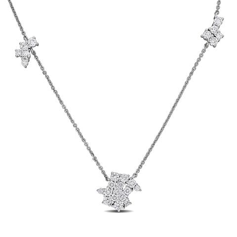 Lab-Grown Diamond Cluster Station Necklace 14K