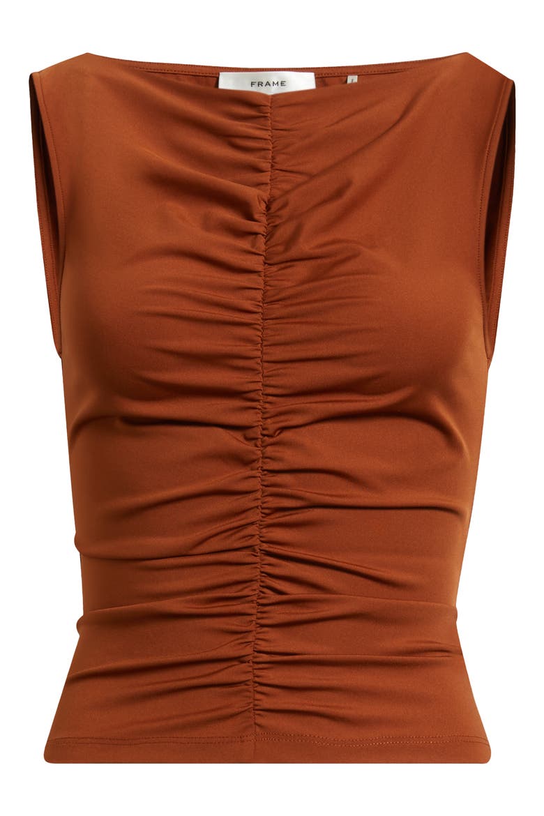 Ruched Sleeveless Top, Alternate, color, CHESTNUT