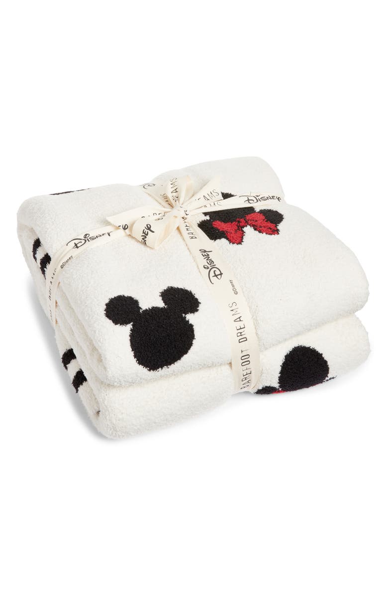 Barefoot Dreams<sup>®</sup> Disney x Barefoot Dreams<sup>®</sup> CozyChic<sup>™</sup> Classic Mickey & Minnie Logo Throw Blanket, Alternate, color, 