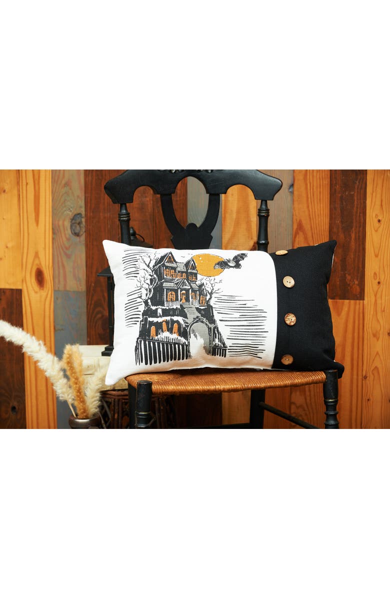 C&F Home Haunted House Halloween 100% Polyester Printed Accent Pillow w/ Decorative Buttons 13" x 20", Alternate, color, Beige