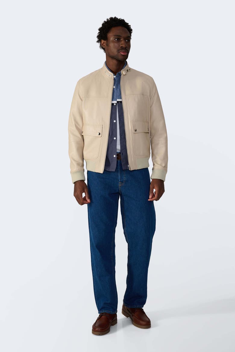 Rafe Leather Jacket, Alternate, color, Light Beige