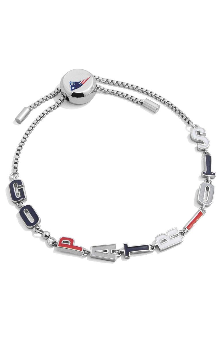 BaubleBar Women's BaubleBar New England Patriots Slogan Pull-Tie Bracelet, Main, color, 