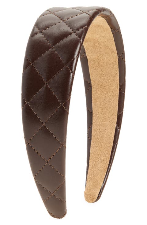 Quilted Wide Faux Leather Headband