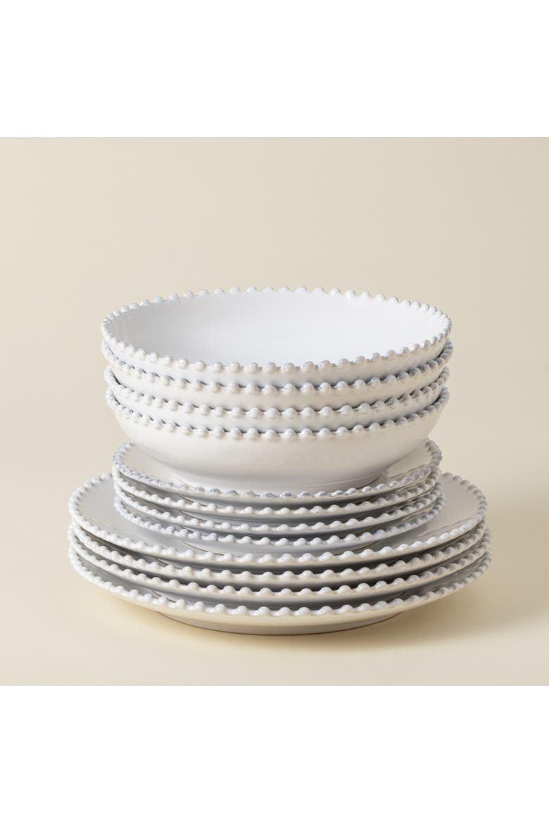 Pearl 12-pc place setting w/ pasta bowl, Main, color, White