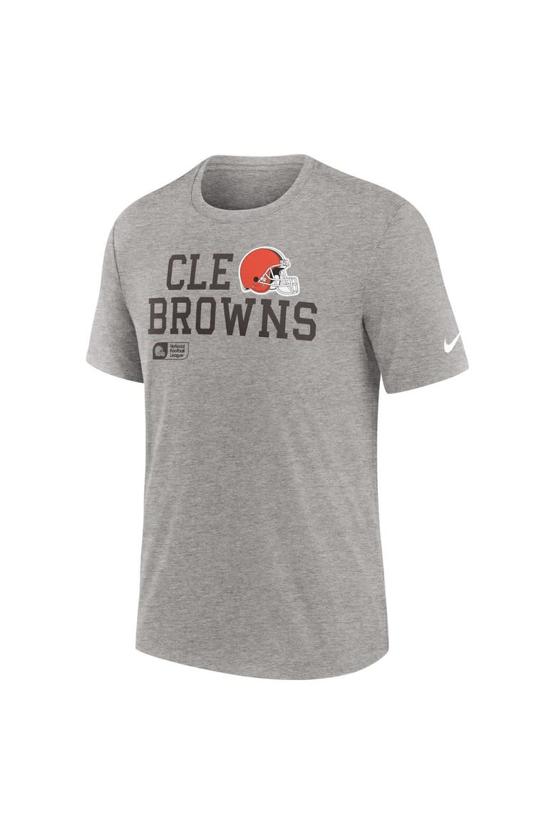 Men's Nike Heather Gray Cleveland Browns Overlap Lockup Tri-Blend T-Shirt, Alternate, color, Heather Gray