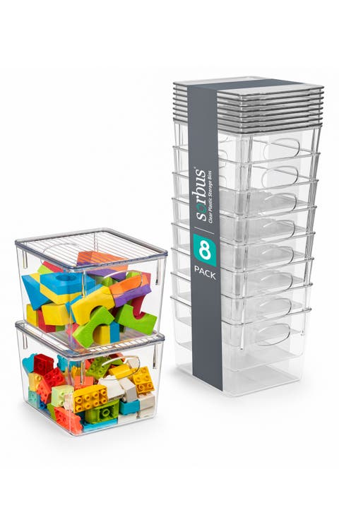 8-Pack Medium Toy Organizer Clear Plastic Storage Bins