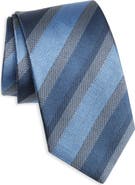 David Donahue Stripe Silk & Cotton Blend Tie