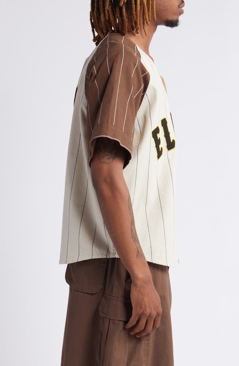 Elwood Logo Linen Blend Baseball Jersey, Alternate, color,
