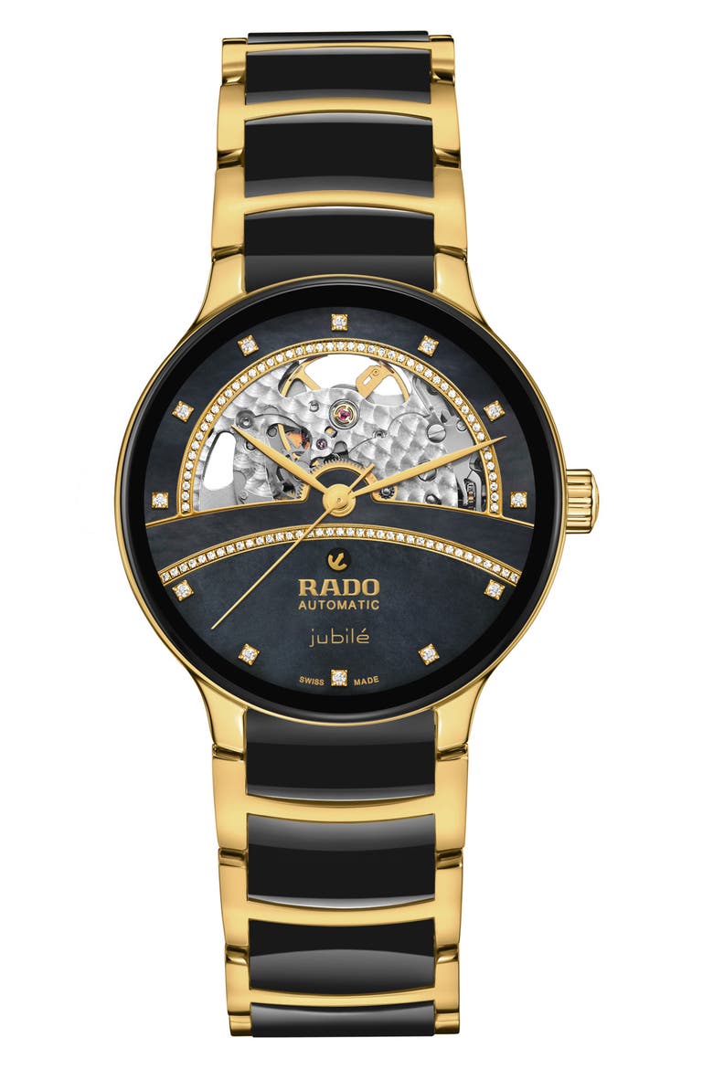 Centrix Automatic Diamond Mother of Pearl Watch, 38mm, Main, color, BLACK MOP